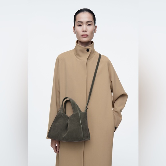 NWT COS Alcove Mini Suede Tote Bag - Gray - Picture 4 of 8